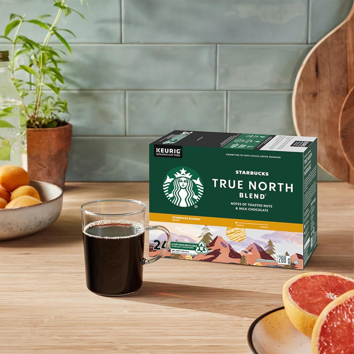 True North Blend Blonde Roast Coffee K-Cup Pods - 10 Count | 120g/4 oz Box - Premium Flavor