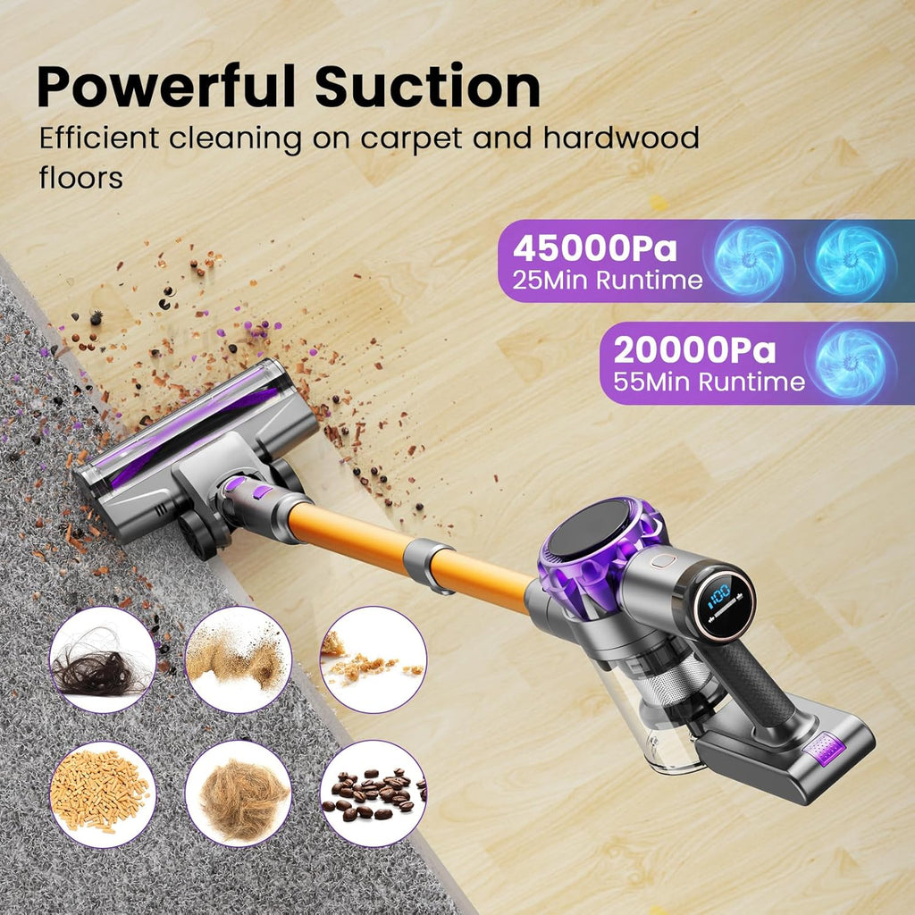 UML0 S3P Cordless Vacuum Cleaner - 45kPa Suction Power | 55-Minute Runtime, Self-Standing Design for Pet Hair & Hard Floors