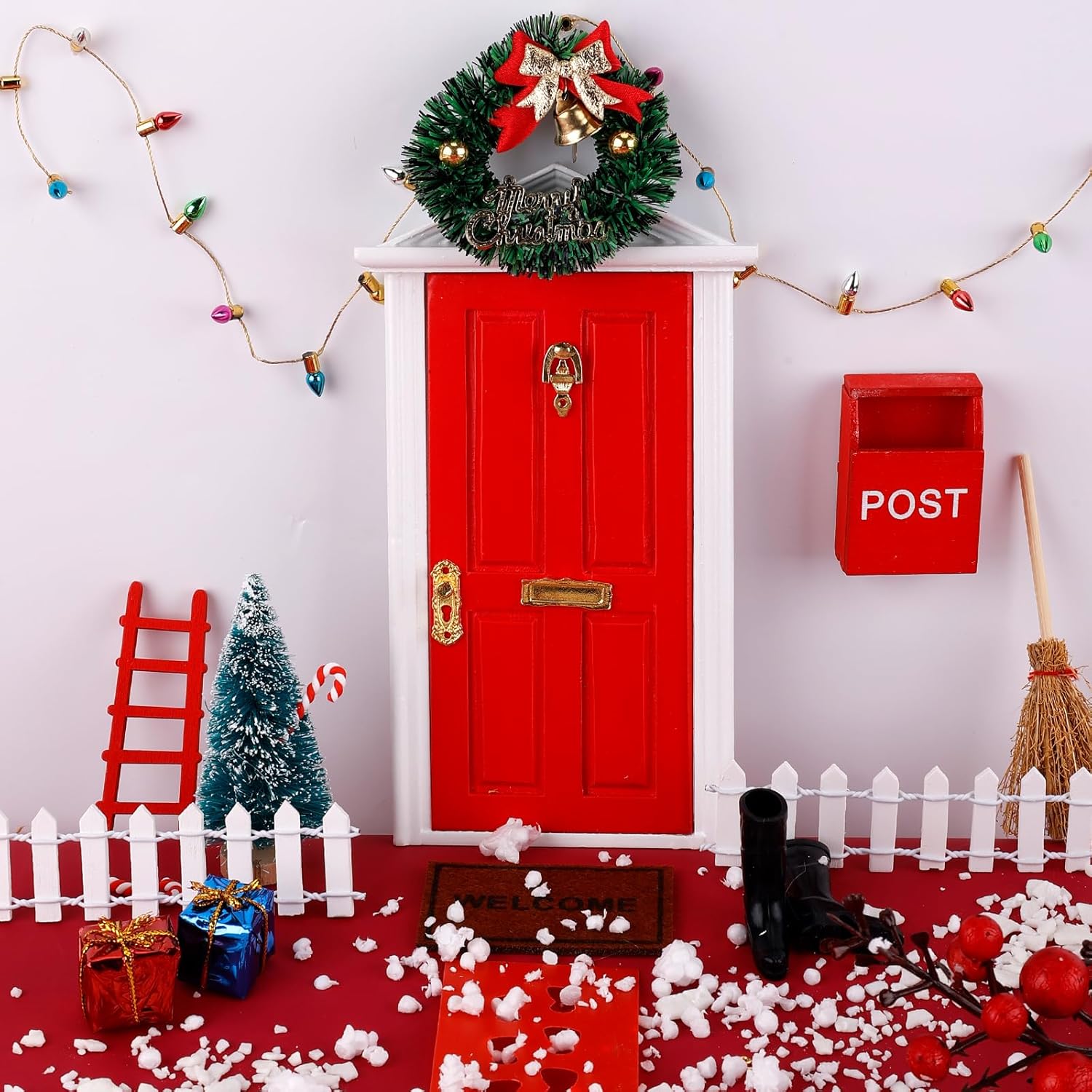 Skiennix Christmas Fairy & Elf Door - Magical Miniature Accessories for DIY Decor | Tiny Elf Kit