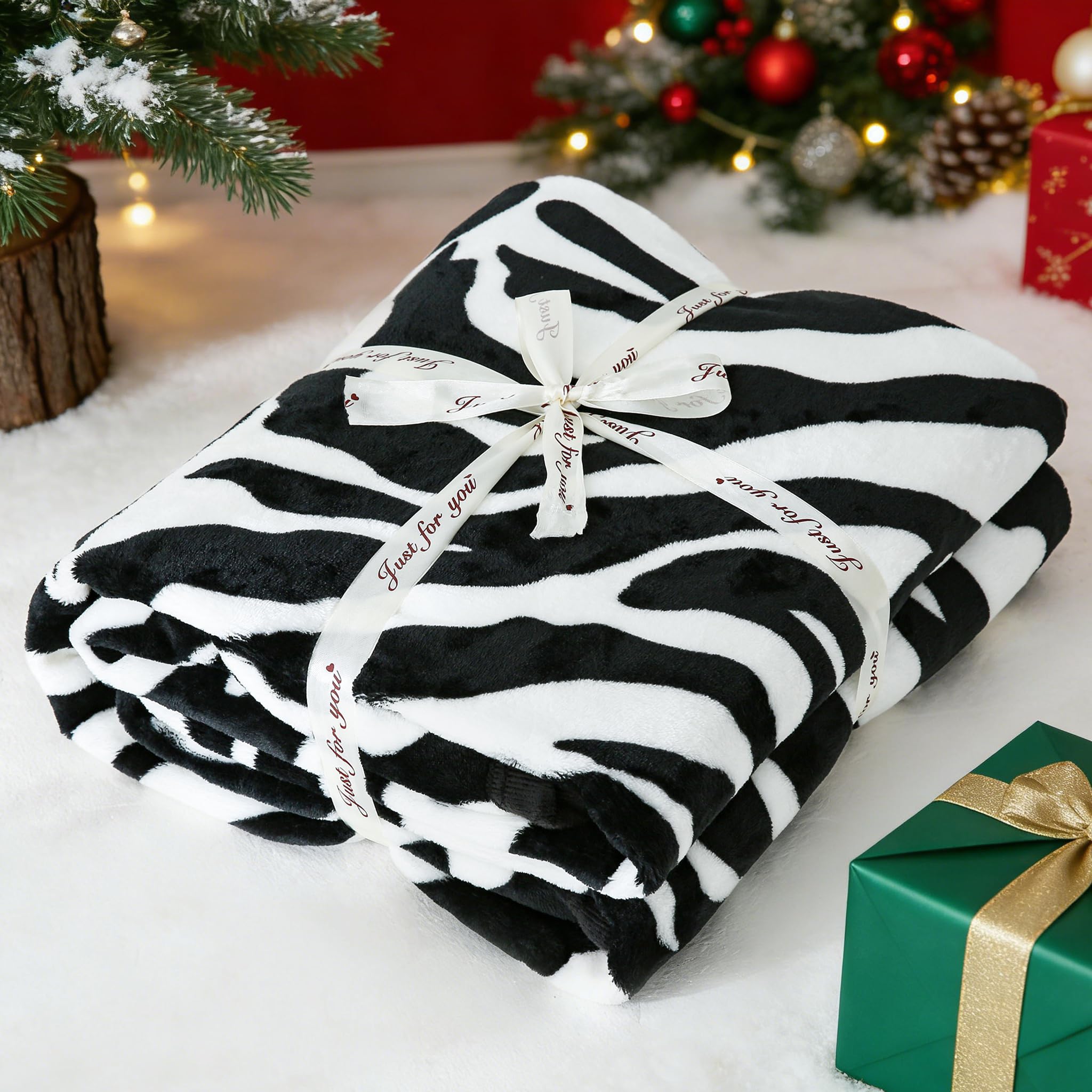 PU MEI Fuzzy Flannel Throw Blanket for Sofa, Couch, Bed, Black and White Zebra Print Blanket Animal - Lightweight Double Sided Cozy Super Soft Blankets, 50" x 60" inches