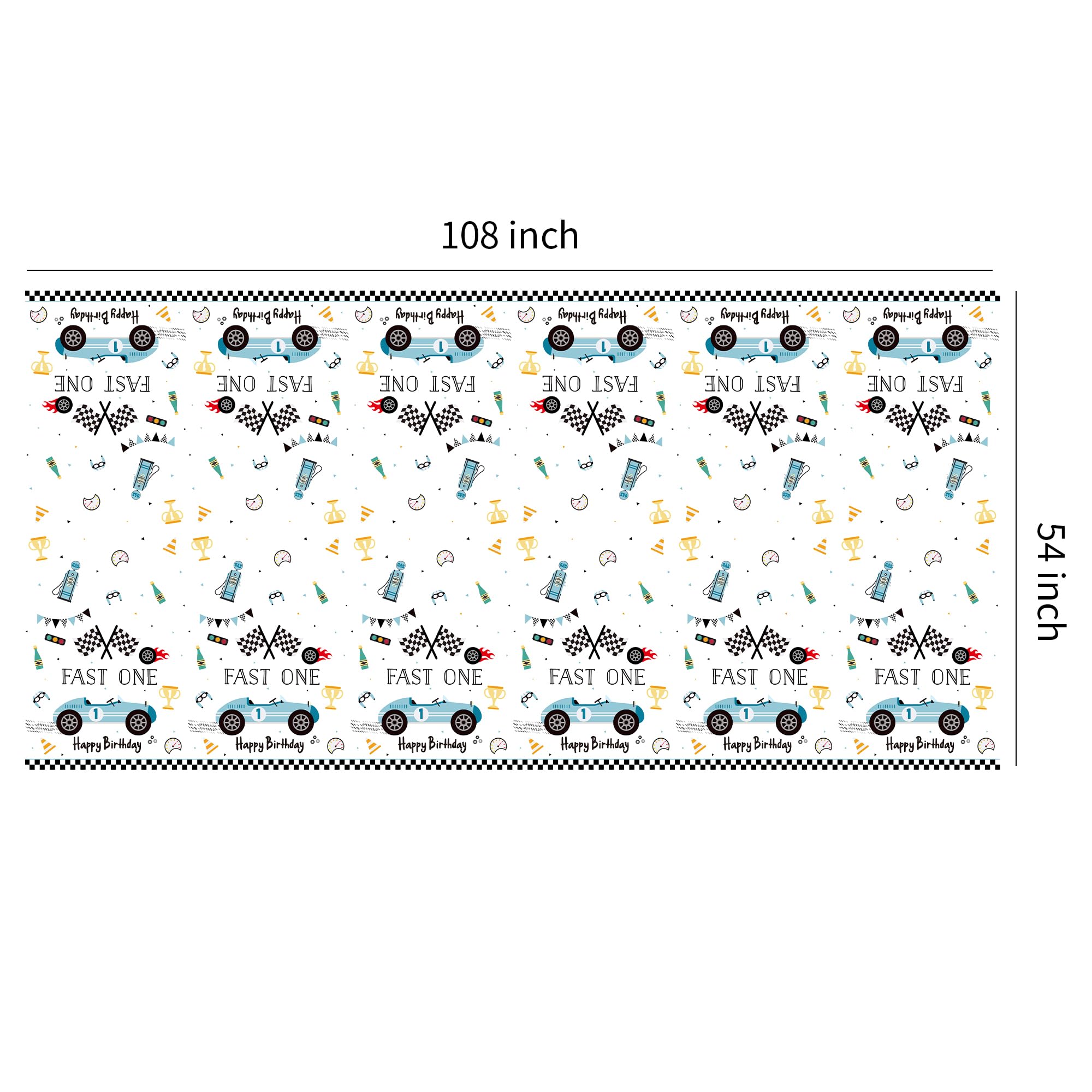 Suhelkit Fast One Birthday Decorations for Boys Tablecloth - Blue Race Car 1st Birthday Party Supplies Table Covers for Racing Car First | 3 Pack (54in x 108in)