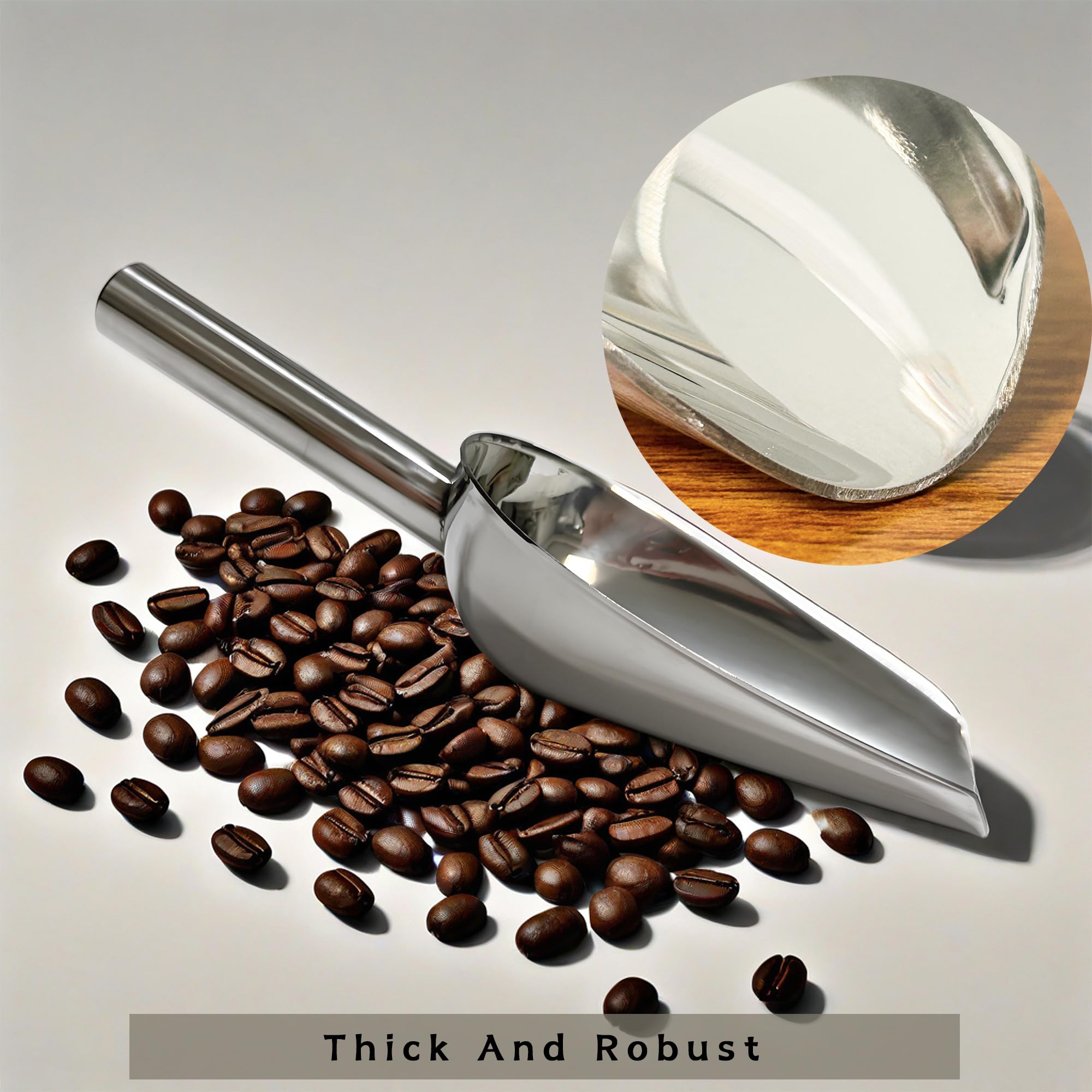 Olmaanseta Stainless Steel Small Ice Scoop for Freezer,Scooper For Ice Bucket,Mini Metal Food Scoop For Ice Machine,6 Ounces