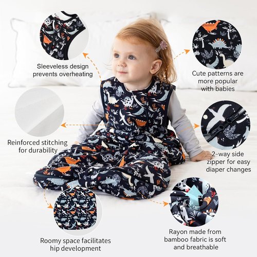 Bamboo Rayon Sleep Sack by [Brand Name] | Supersoft 2T-3T Toddler Wearable Blanket | 1.0 Tog, Unisex
