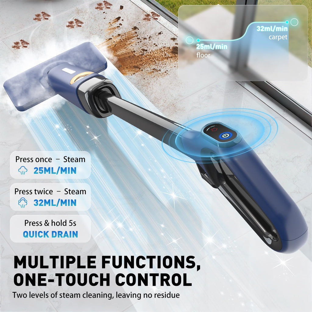 1500W Floor Steam Mop,Powerful Steam Mop for HardWood Floors with LED Display,Steam Mops for Floors Cleaning Steamer with 500ml Tank,Floor Steamers for Hardwood&Tile,10s Heat-Up