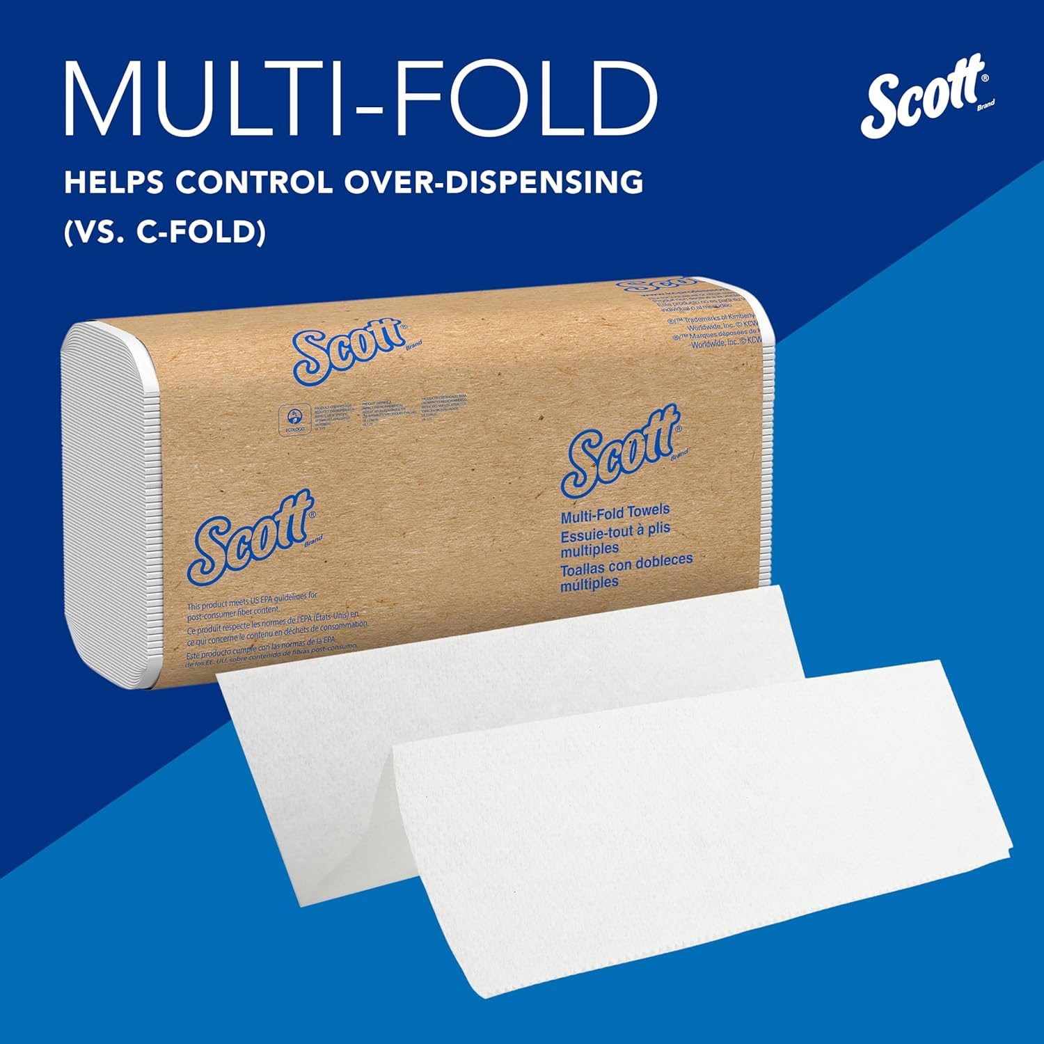 Scott® Professional Multifold Paper Towels - Absorbency Pockets, 9.2" x 9.4", White | 250 Sheets/Pack, 16 Packs/Case