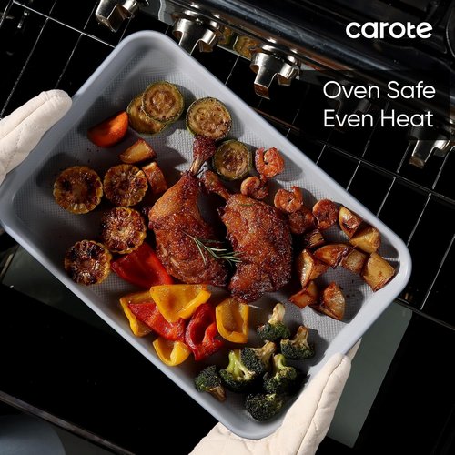 CAROTE 3-Piece Baking Pan Set | Versatile Bakeware Set with 13", 15", & 17" Cookie Sheets - Royal Violet, Blue & Grey