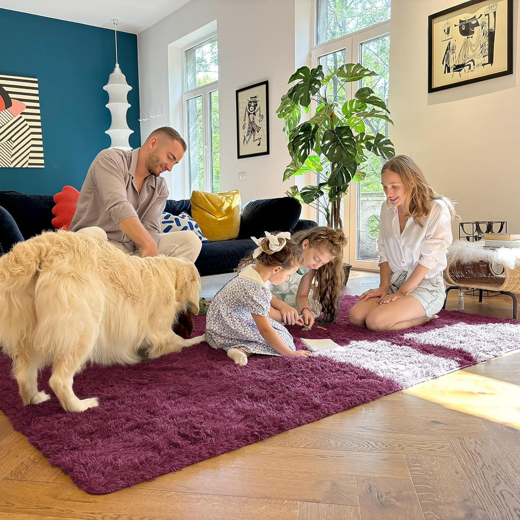 OLANLY Runner Rugs - Soft Fluffy Machine Washable 2x5 for Hallway, Bedroom & Living Room | Burgundy