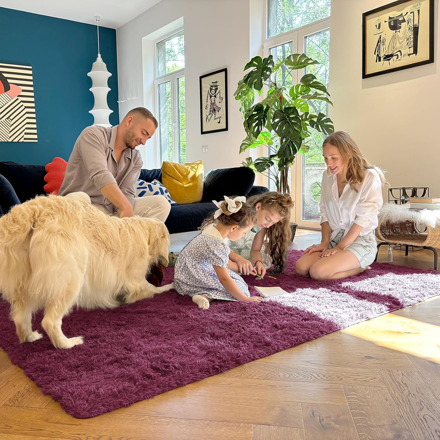 OLANLY Runner Rugs - Soft Fluffy Machine Washable 2x5 for Hallway, Bedroom & Living Room | Burgundy