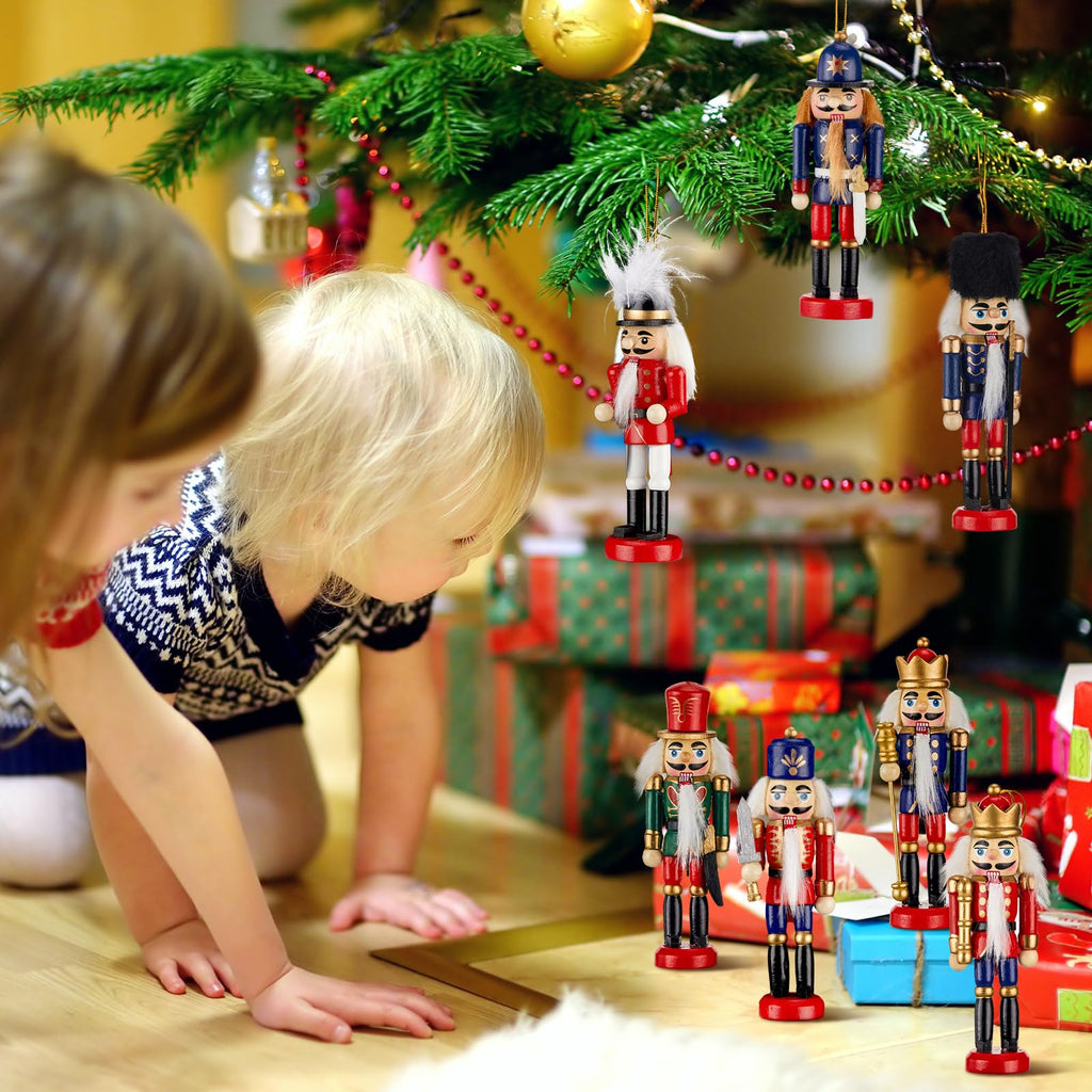 Liliful Christmas Nutcracker Ornament Set 18 Pcs Nutcracker Soldier Christmas Decoration Wooden Hanging Ornaments for Xmas Tree Figure Puppet Toy Present(Classic Style)