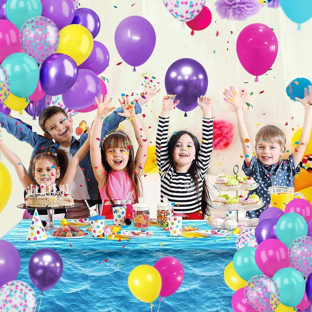 Skiennix Pink Blue Purple Balloons - 50 Pcs 12 Inch Metallic Confetti for Magic Theme Party Decor