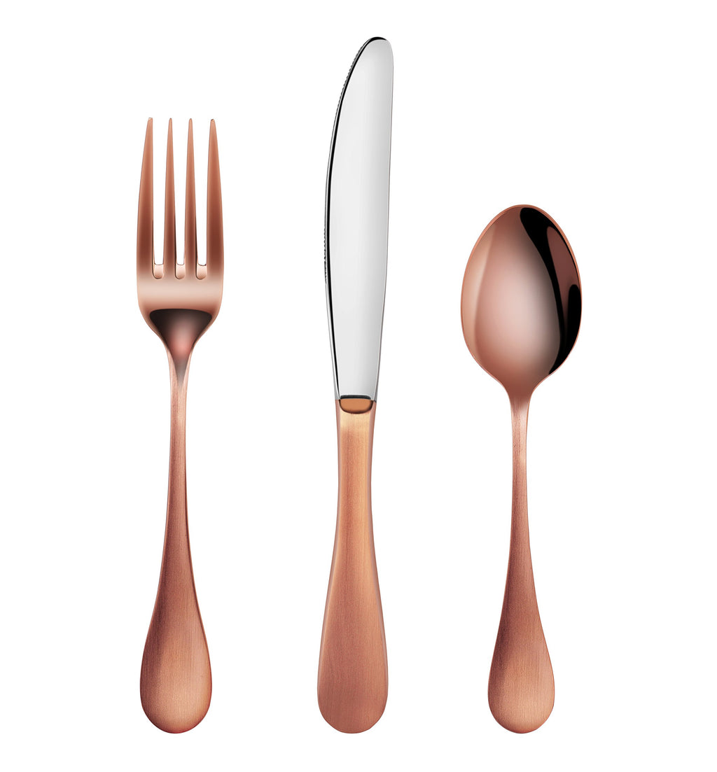 Artaste 56891 Rain 18/10 Stainless Steel Flatware 36-Piece Set, Copper Finish, Service for 12