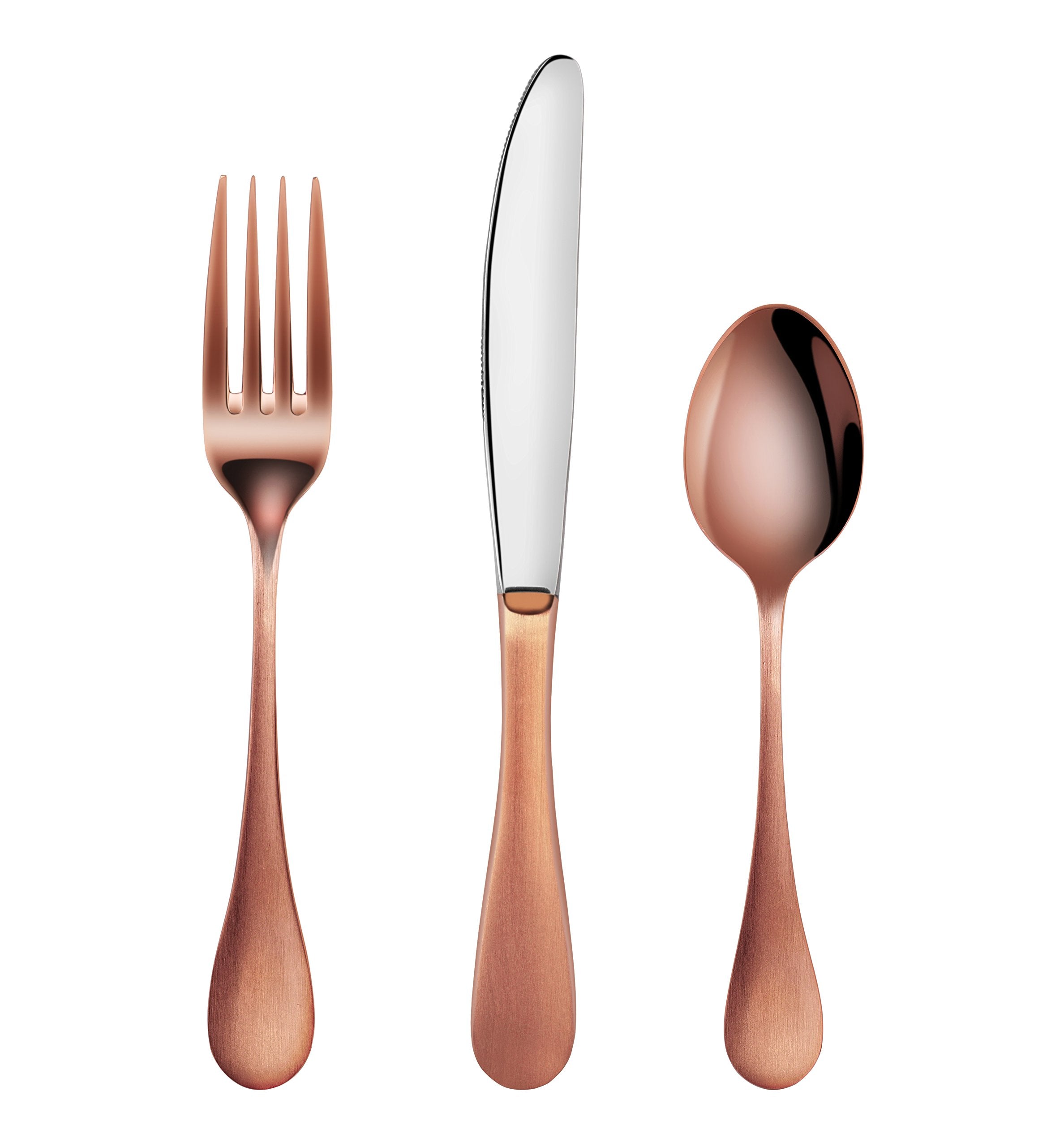 Artaste 56891 Rain 18/10 Stainless Steel Flatware 36-Piece Set, Copper Finish, Service for 12