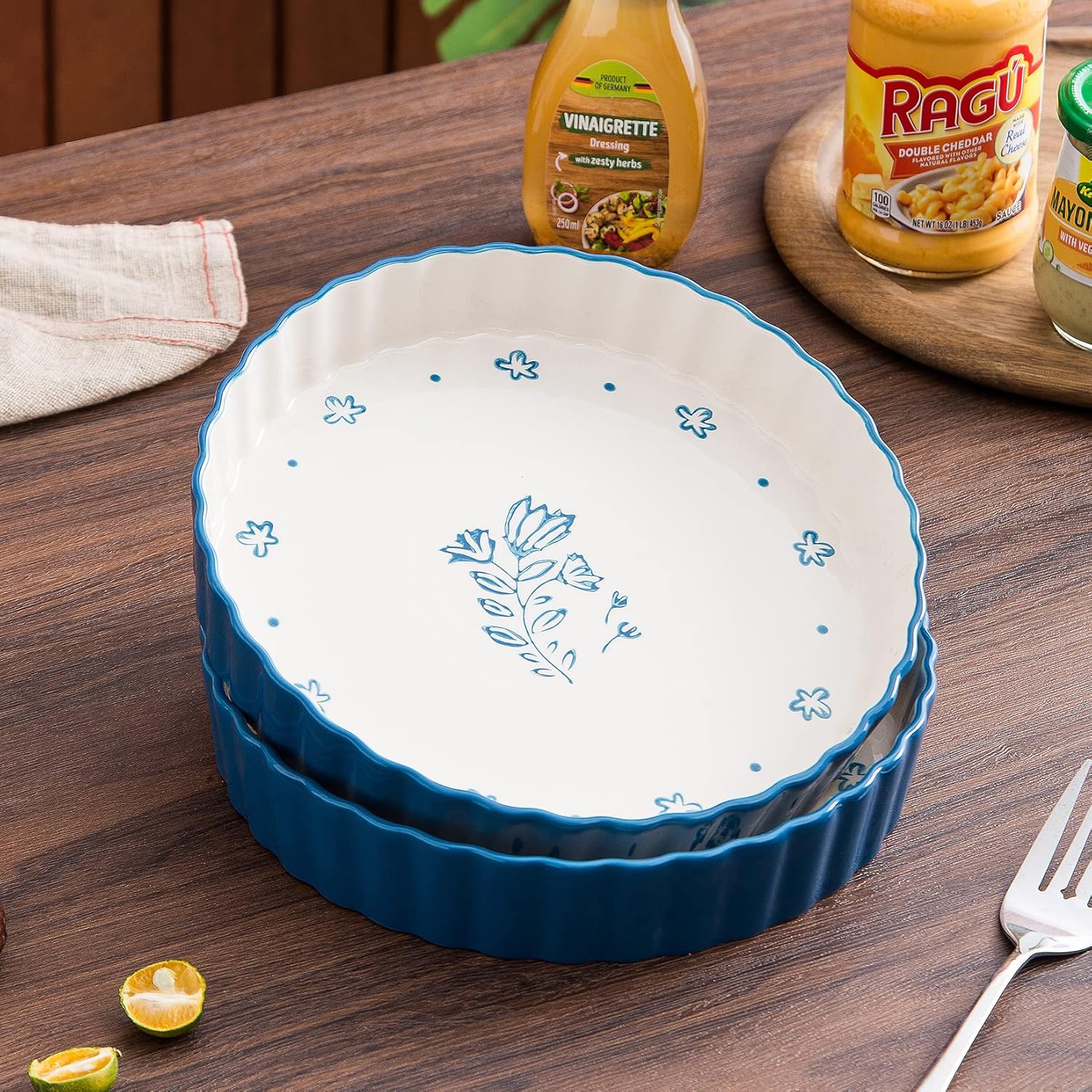 Wisenvoy Ceramic Pie Pan - 9 Inch Deep Dish Tart Pan for Perfect Quiches and Pies