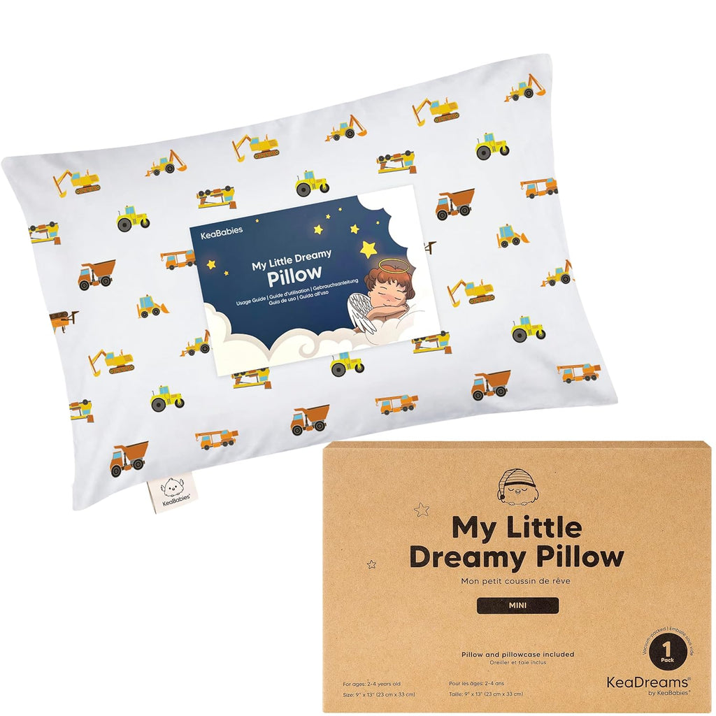 My Little Dreamy Mini Toddler Pillow - Soft Organic Cotton Travel Pillow with Case | 9x13 for Kids 2-4 Years