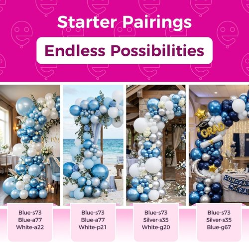 Bezente Metallic Blue Latex Balloons - 100 Pack of 12-Inch Chrome Blue Helium Balloons for Celebrations