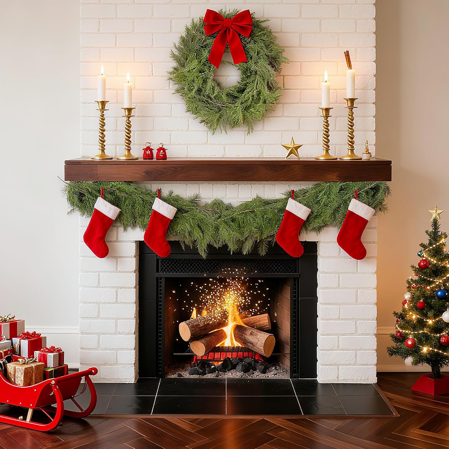 Norfolk Pine Garland - 6FT Lush Realistic Artificial Greenery - Perfect for Christmas Decor | Mantle, Fireplace, Stair, Table Centerpieces