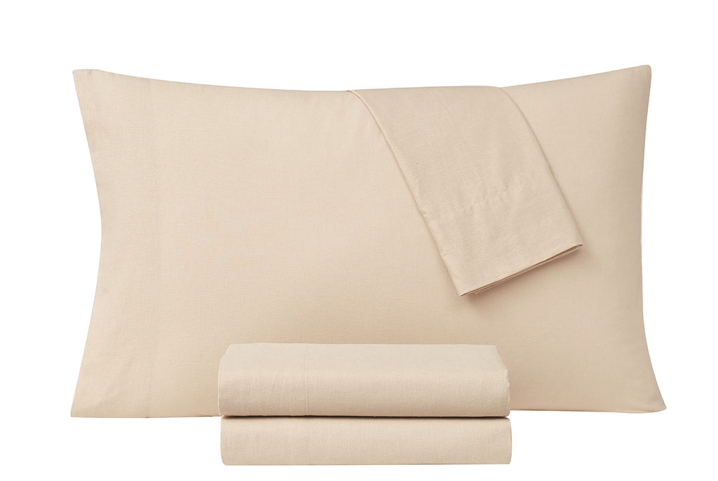 FRYE Cotton Linen Blend Beige 2 Piece Twin Sheet Set