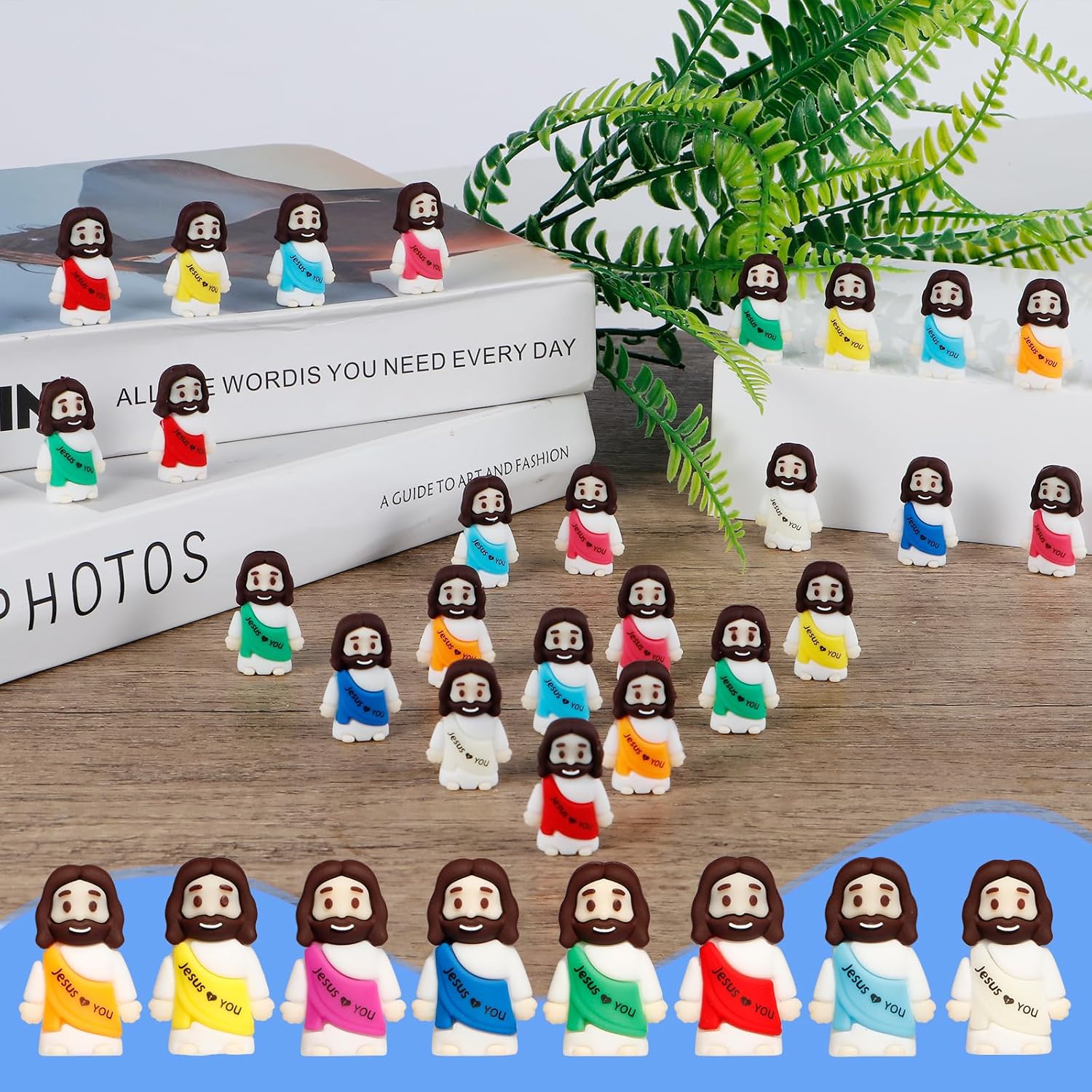 Skiennix 200PCS Mini Jesus Figurines - Colorful Tiny Religious Gifts for Easter Egg Stuffers