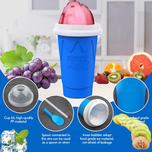 500ML Slushie Maker Cup, Magic Quick Frozen Smoothies Cups for Homemade Milk Shake Ice Cream Makers, Cooling Cups, Double Layer Squeeze Slushy Cup, Birthday Gifts for Boy, Girls,Friends,Family