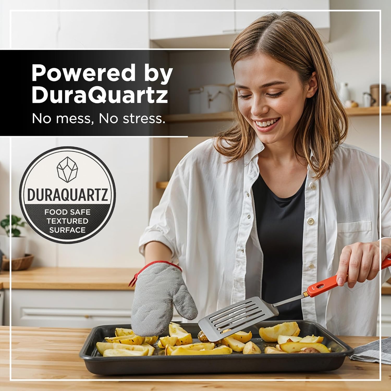 Wrenbury Jelly Roll Pan Set of 2 - Non-Stick DuraQuartz Baking Sheets, 15x10 Carbon Steel