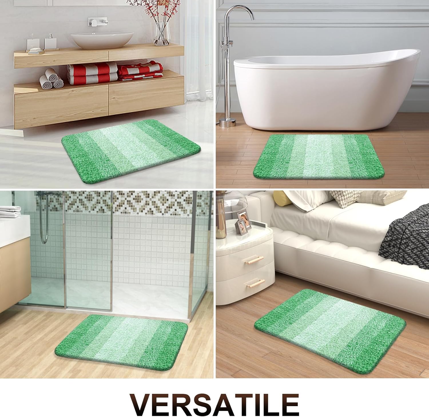 OLANLY Bathroom Runner Rugs - Extra Soft Microfiber Mat with Rubber Backing | Quick Dry, Washable, 44x24, Green