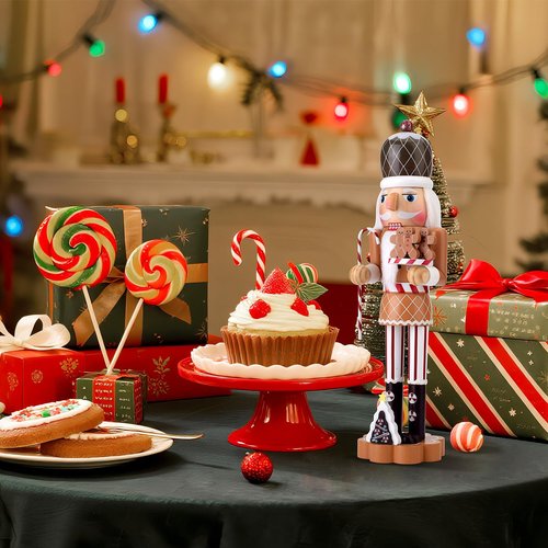 Nutcracker Gingerbread Figure, 14.4 Inch Wooden Christmas Nutcracker Decor, Xmas Nutcracker Figures Mantel Ornament Festival Shelves Decorations