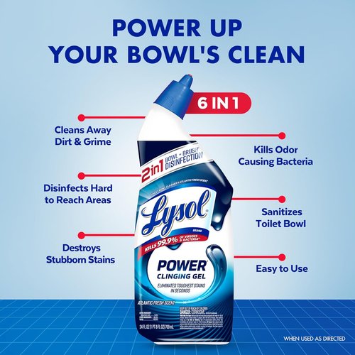 Lysol Toilet Bowl Cleaner - Max Strength Clinging Gel for Instant Stain Removal | 24 oz (4ct)