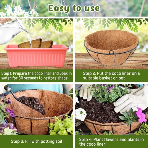 Legigo 8-Inch Coco Liners - 100% Natural Coconut Fiber Replacement for Hanging Baskets | 6 Pack