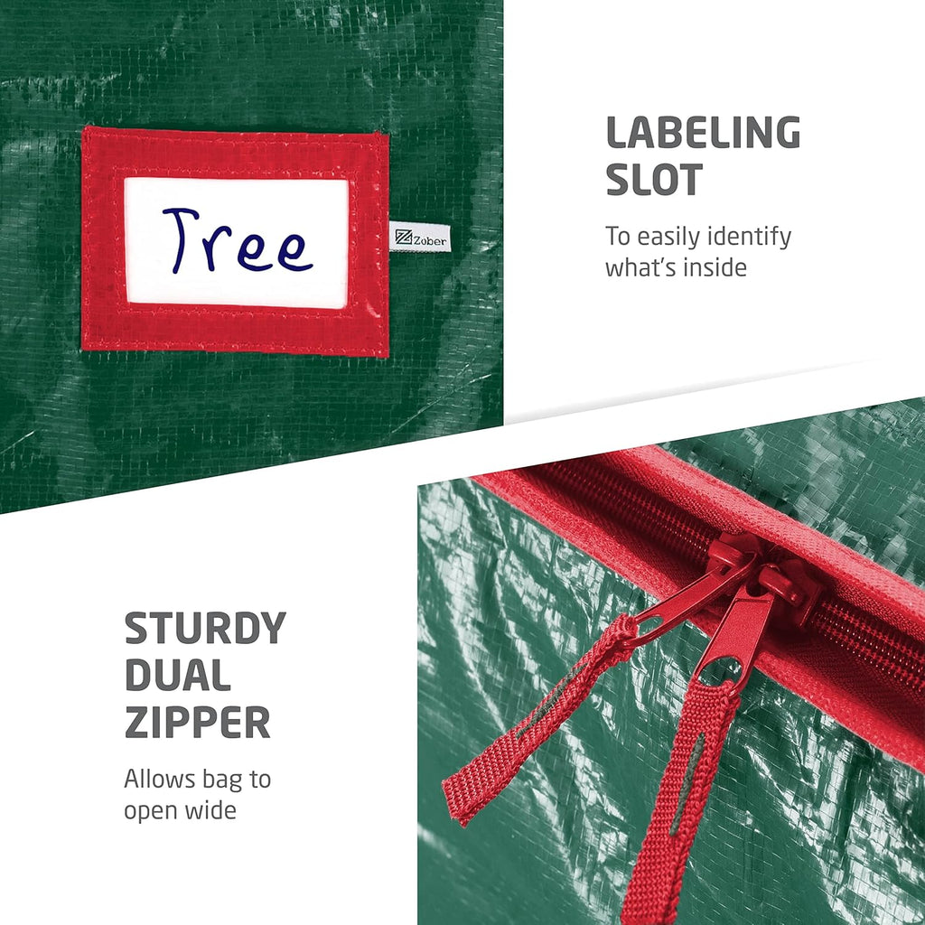 Zober Christmas Tree Storage Bag | Fits 9 Ft Artificial Trees - Waterproof, Durable Design - Green (Pack of 2)