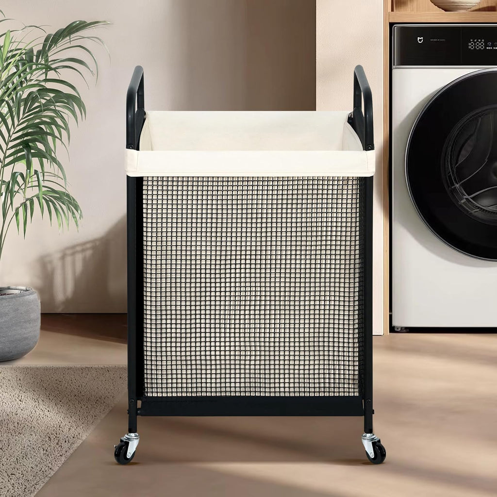 STO STO Laundry Hamper - 90L Rolling Sorter Cart with Removable Washable Liner & Wheels
