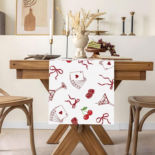 Buxiuer Lucky in Love Table Runner Las Vegas Casino Bachelorette Party Valentines Day Decoration Bridal Shower Home Dining Kitchen Island Decor (13" x 72")
