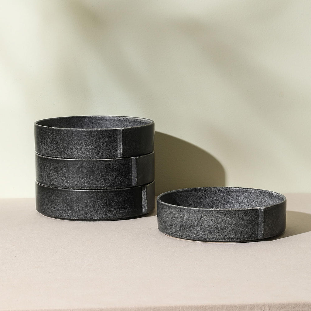 Stone Lain Bao 8-Piece Pasta Bowl Set Stoneware, Charcoal