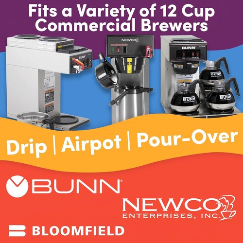 Bunn 12-Cup Coffee Filters - Heavy Duty Paper, No Overflow, Fits 6.5” Brew Baskets | 500 Count