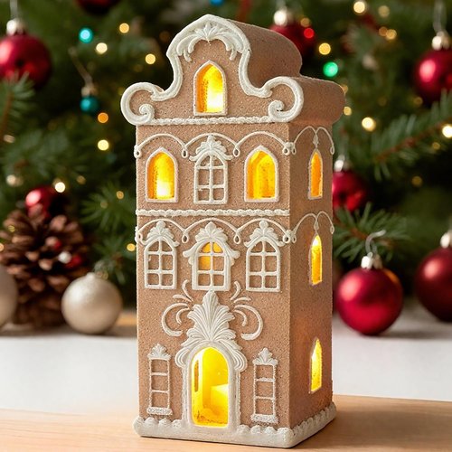 Cynkeyee Gingerbread House | Festive Indoor Christmas Decorations | Resin Village Decor 2.5x2x5.5 Inch