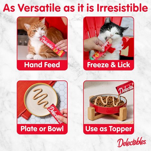 Delectables Squeeze Up Cat Treats - Creamy Lickable Puree Variety Pack | Grain-Free, 54 Tubes, 0.5 Oz Each