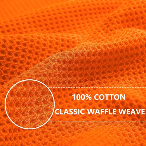 Homaxy Kitchen Dish Towels - Ultra Soft 100% Cotton Waffle Weave, Quick Drying, 13 x 28 Inches, 4-Pack | Orange
