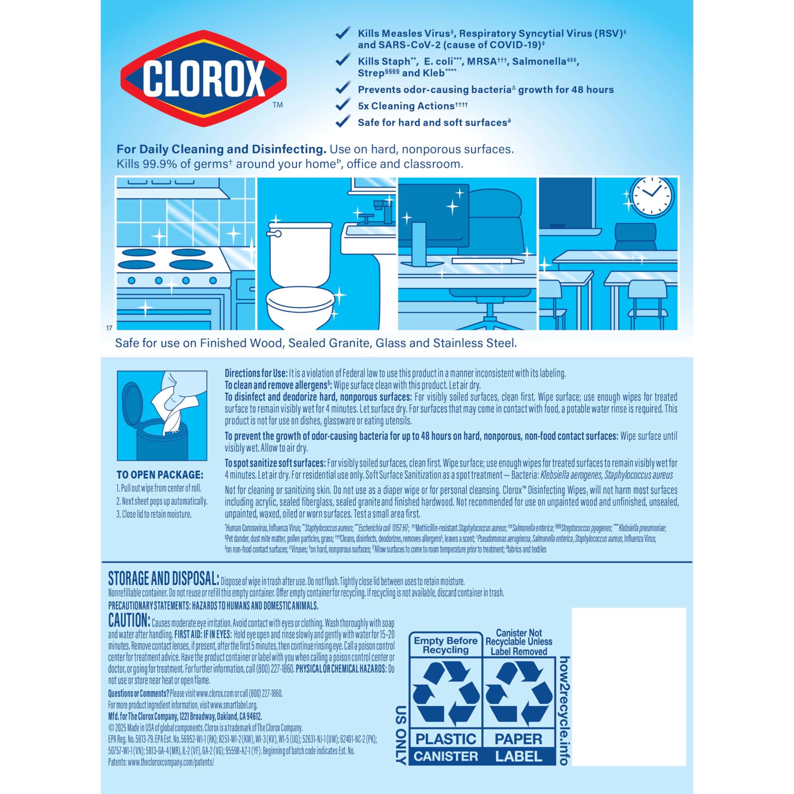 Clorox Disinfecting Wipes Variety Pack, Bleach-Free, Kills 99.9% of Germs and Viruses Including COVID-19, 75 Count, Pack of 4