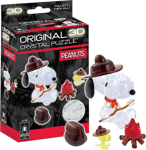 BePuzzled Peanuts Snoopy Campfire 3D Crystal Puzzle - Challenging Fun for Ages 12+ | Perfect Display Piece