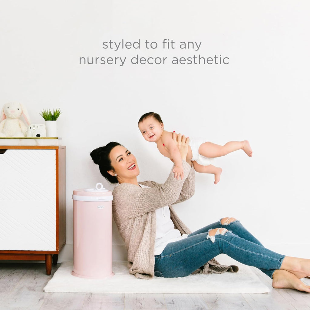 Ubbi Steel Diaper Pail - Odor Locking Technology | No Special Bags Needed | Blush Pink