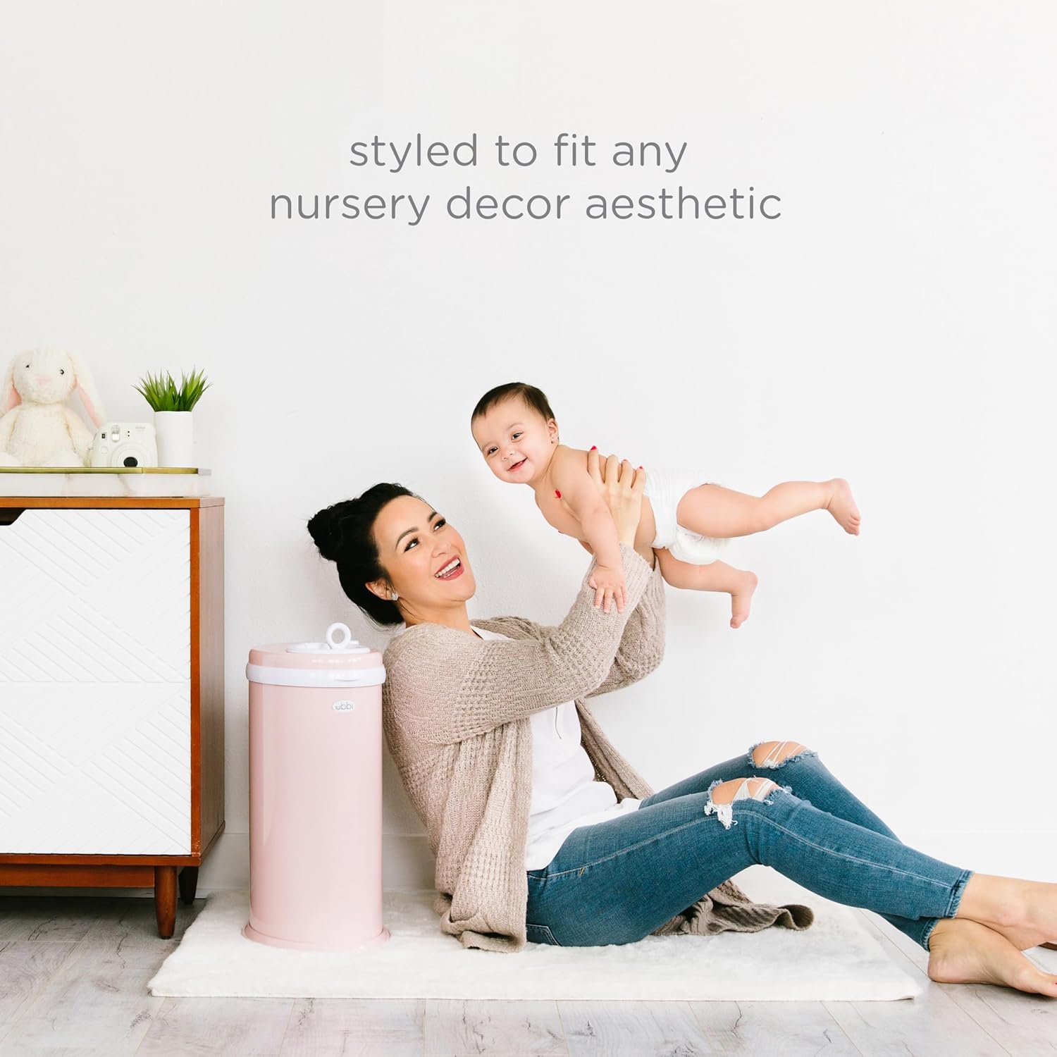 Ubbi Steel Diaper Pail - Odor Locking Technology | No Special Bags Needed | Blush Pink