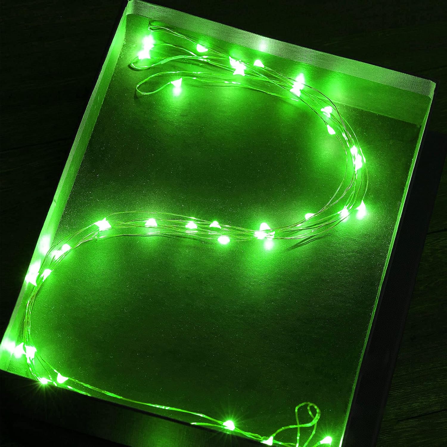 Ariceleo Mini Fairy Lights - Battery Operated Copper Wire String Lights | 4 Pack, 16ft Green for St. Patrick's Day & Decor