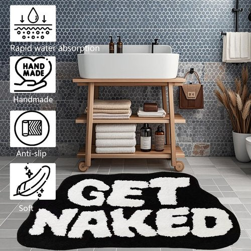 PASUXI Get Naked Bath Mat 16"x29" Ultra Absorbent Non Slip Quick Drying Machine Washable Cute and Cool Rug Ideal for Your Bathroom