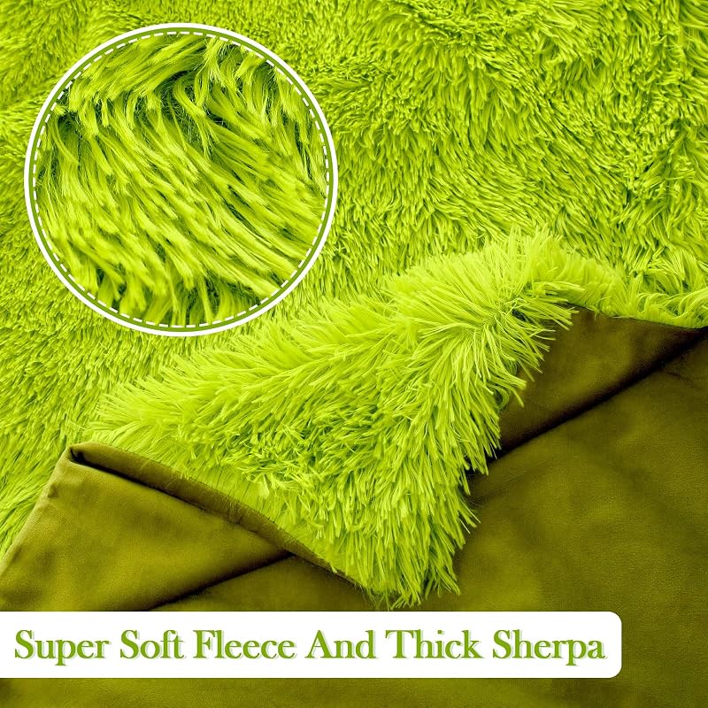 Buryeah Christmas Fuzzy Blanket Lime Green Throw Blanket 47 x 59 Inches — Velvet Back, 48 x 60 cm