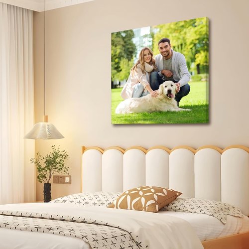 Custom Canvas Prints with Your Photos - Text Customized Canvas Wall Art Personalized Pictures Print Custom Photo Gifts for Family, Wedding, Baby, Pets, Home Office Decor, Wrapped Frame 12X12