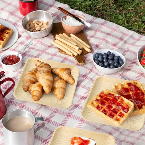 ECOLipak 6 Inch Compostable Palm Leaf Plate Like Bamboo Plate, 50 Pack Disposable Biodegradable Plates Suitable for Party, Dinner