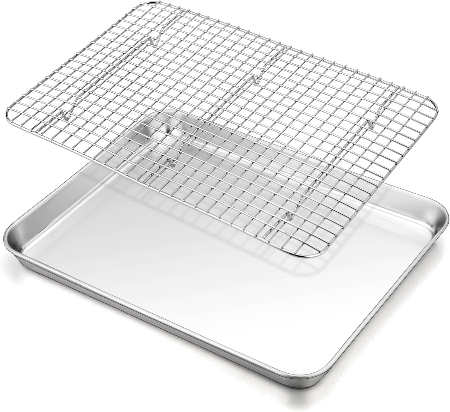 TeamFar Stainless Steel Baking Sheet with Rack - 16 x 12 Inch Heavy-Duty Cookie Pan for Roasting & Cooling