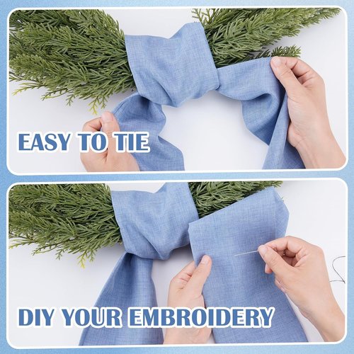 Blue Wreath Sash by [Brand Name] - 2 Pcs 60-Inch Rustic Sashes for Farmhouse Home Decor