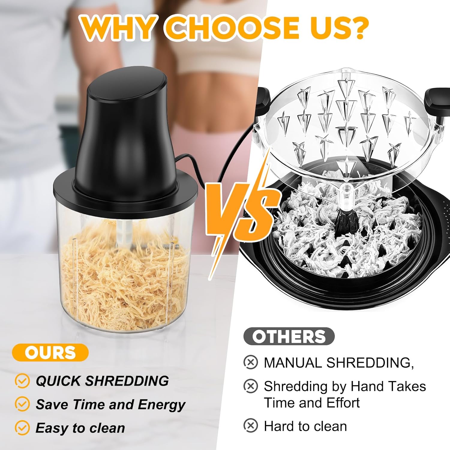 Skiennix Electric Chicken Shredder Tool - 250W Multifunctional Meat Grinder for Chicken, Fruits & Veggies (Black)