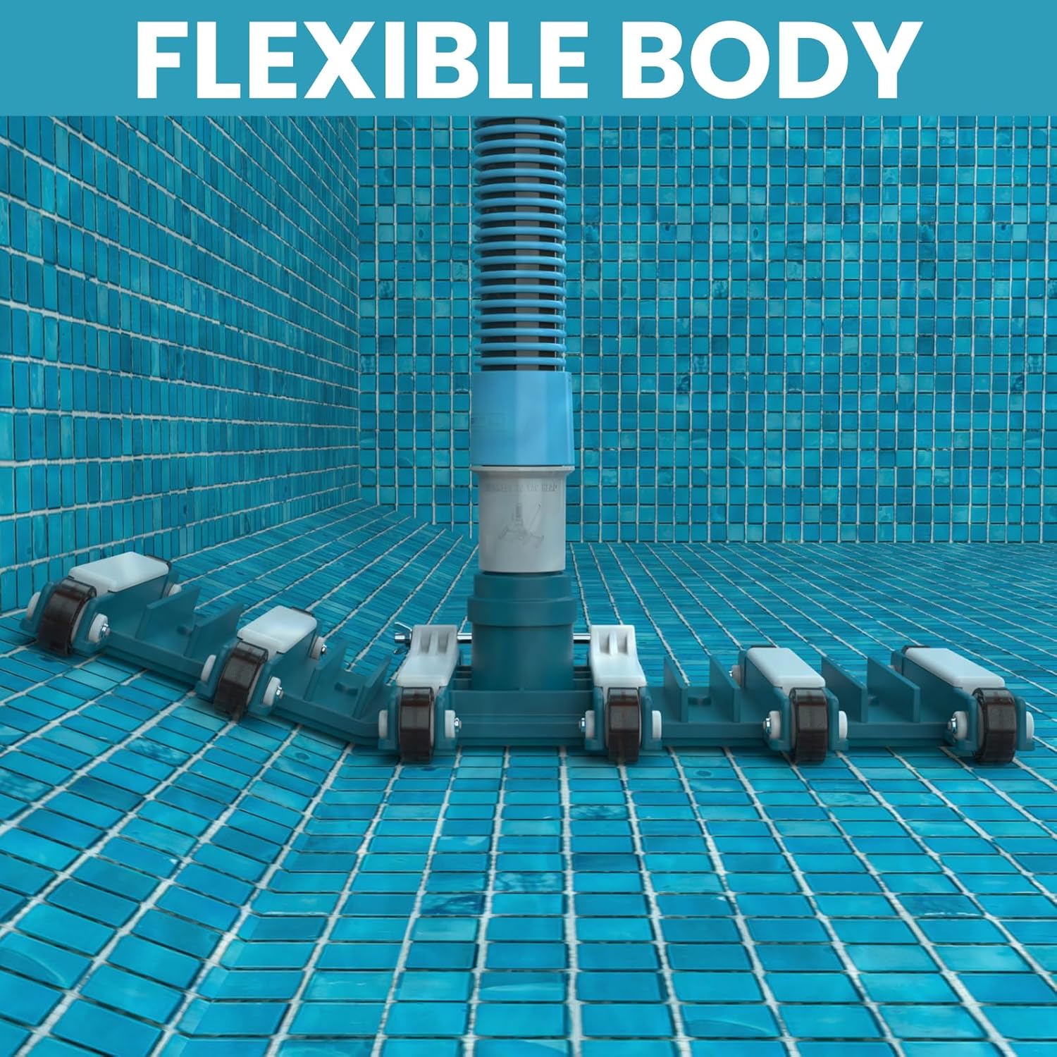 POOLWHALE 19" Heavy Duty Pool Vacuum Head - Flexible, Extra-Wide Design with Swivel Handle for Easy Cleaning