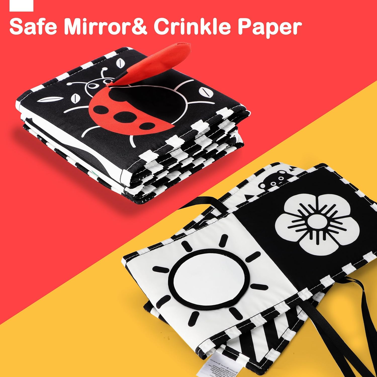 URMYWO Black and White Baby Toy - Soft Tummy Time Sensory Book for Newborns 0-12 Months | Visual Stimulation Gift